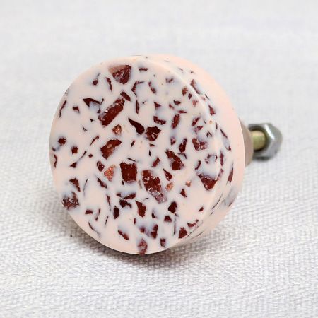 Baby Pink Terrazzo Marble Round Cabinet Knobs